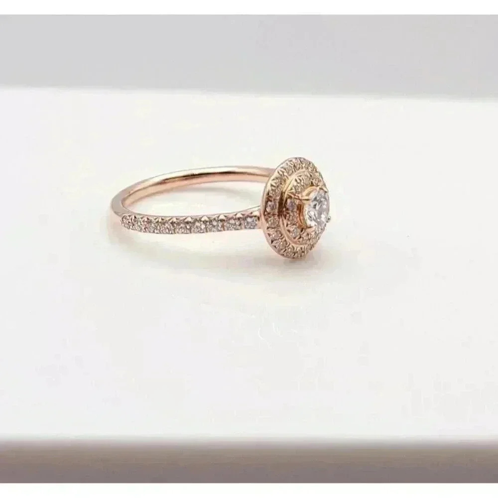 Tiffany & Co 18kt Rose Gold Soleste Diamond Halo Engagement Ring Size 4.5 - Picture 6 of 11